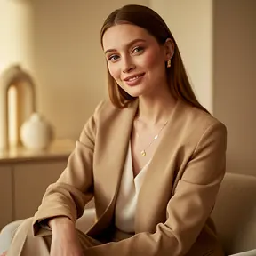 femme française souriante lisant un blog culinaire en lumière naturelle