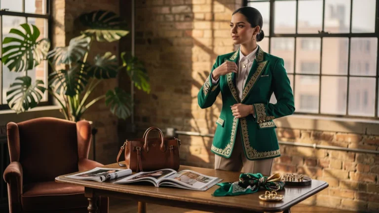 Femme élégante en pièce forte accessoirisée illustrant le style préféré avec accessoires subtils