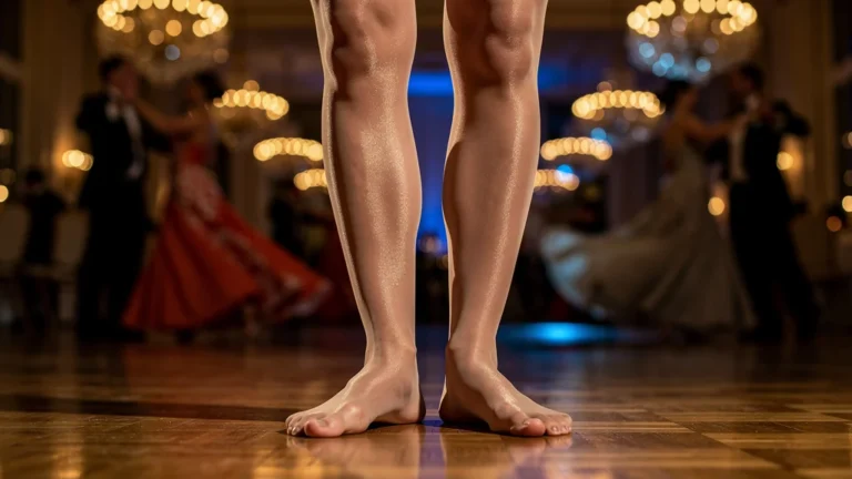 Comparaison réaliste de deux collants très fins portés lors d’une soirée dansante de quatre heures