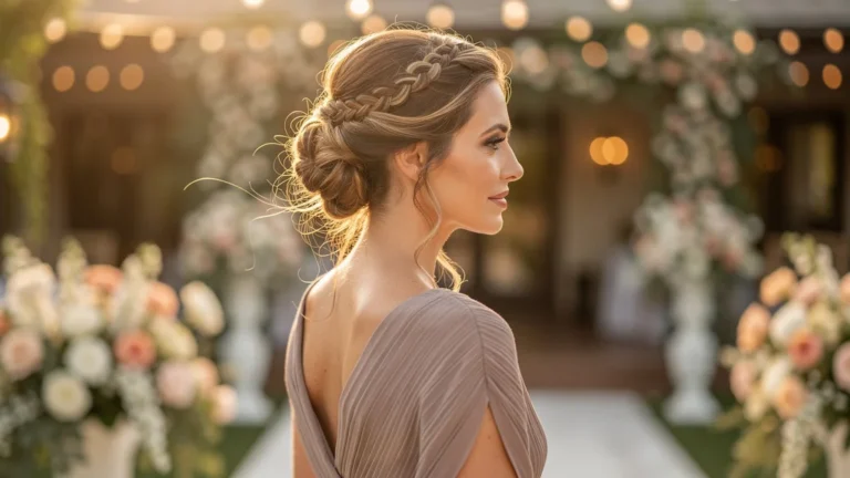 Coiffure invite mariage tenue 8h alliant élégance et confort pour femme d’environ 39 ans
