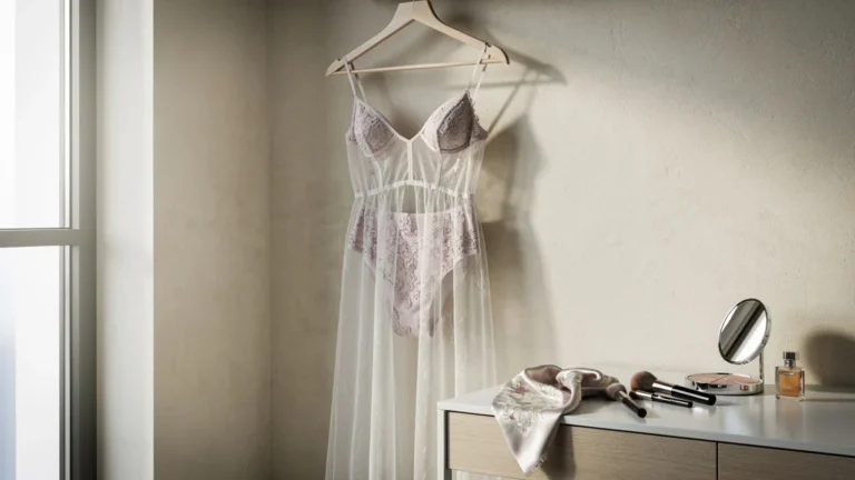 Sous-vêtements visibles sous robe claire, gâchant photos – image mode réaliste et élégante